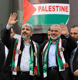Mantan Pemimpin Hamas Khaled Mashaal dan Pemimpin baru Ismail Haniyeh
