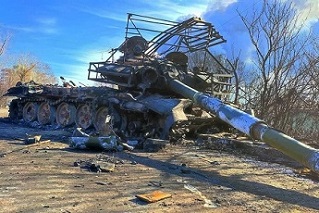 Tank rusia yang hancur oleh pasukan Ukraina