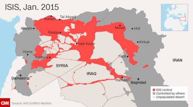 Peta Irak dan Suriah saat dikuasai isis tahun 2015