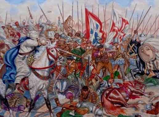 Pertempuran Alcácer Quibir (juga dikenal sebagai "Pertempuran Tiga Raja" (Arab: الملوك الثلاثة) atau "Pertempuran Wadi al-Makhazin" (Arab: معركة وادي المخازن Maroko)