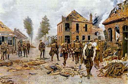 lukisan karya seniman Italia, Fortunino Matania yang menggambarkan Tandey di Ypres pada tahun 1914